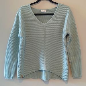 tentree Sky Blue V-Neck Ribbed Sweater